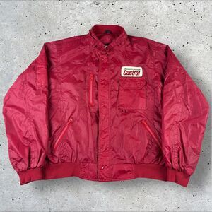 Vintage Team Castrol Racing Jacket Men's XL Red Cafe‎ Moto Windbreaker 80s